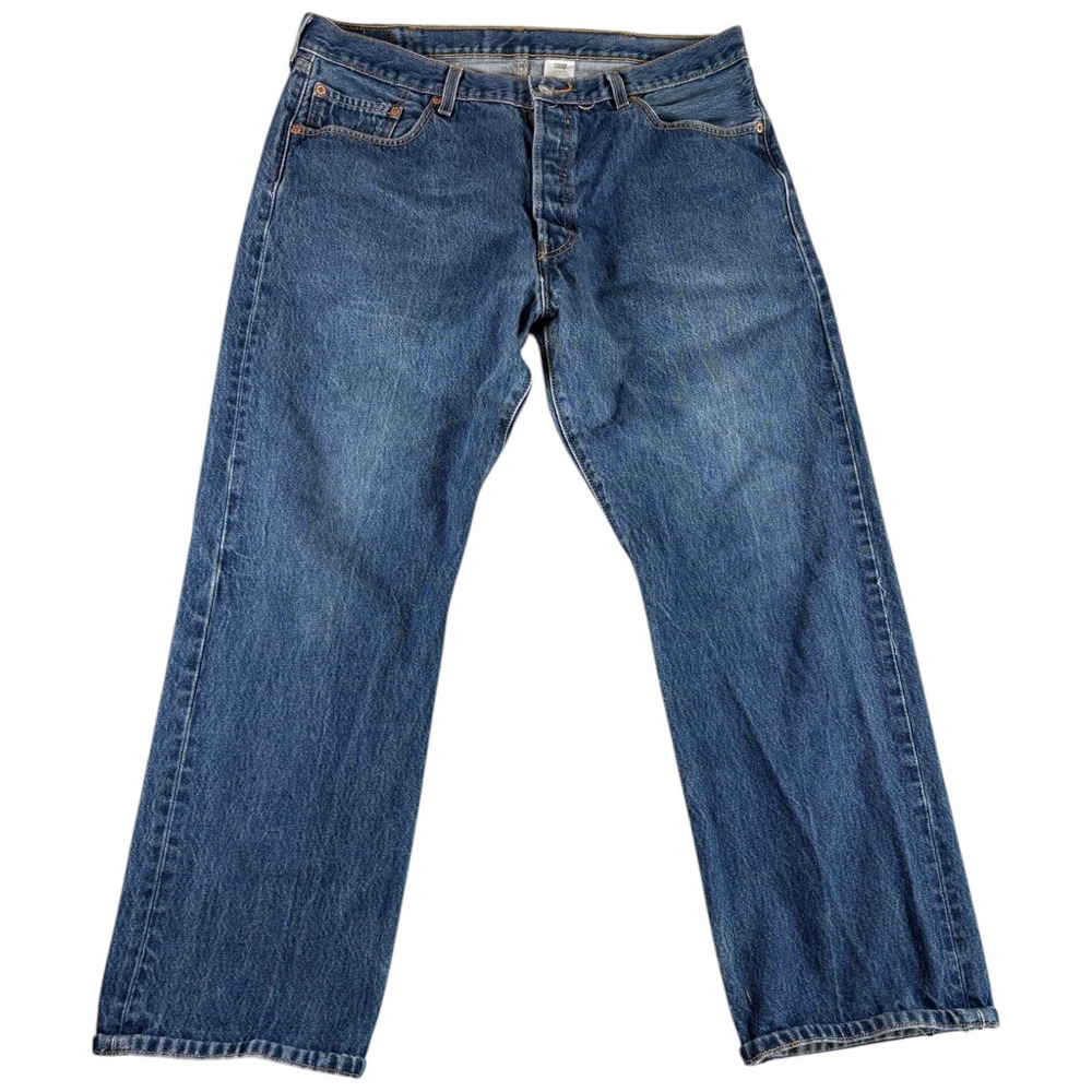 Vintage Levi's 501 Straight‎ Leg Jeans Mens 40x32 Blue Denim Rugged Button Fly